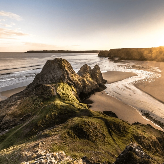 Wales beach at sunset