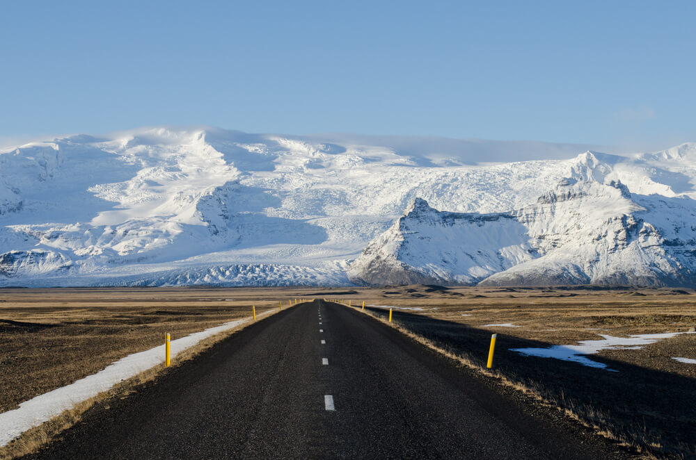 Road to the mountains in Iceland